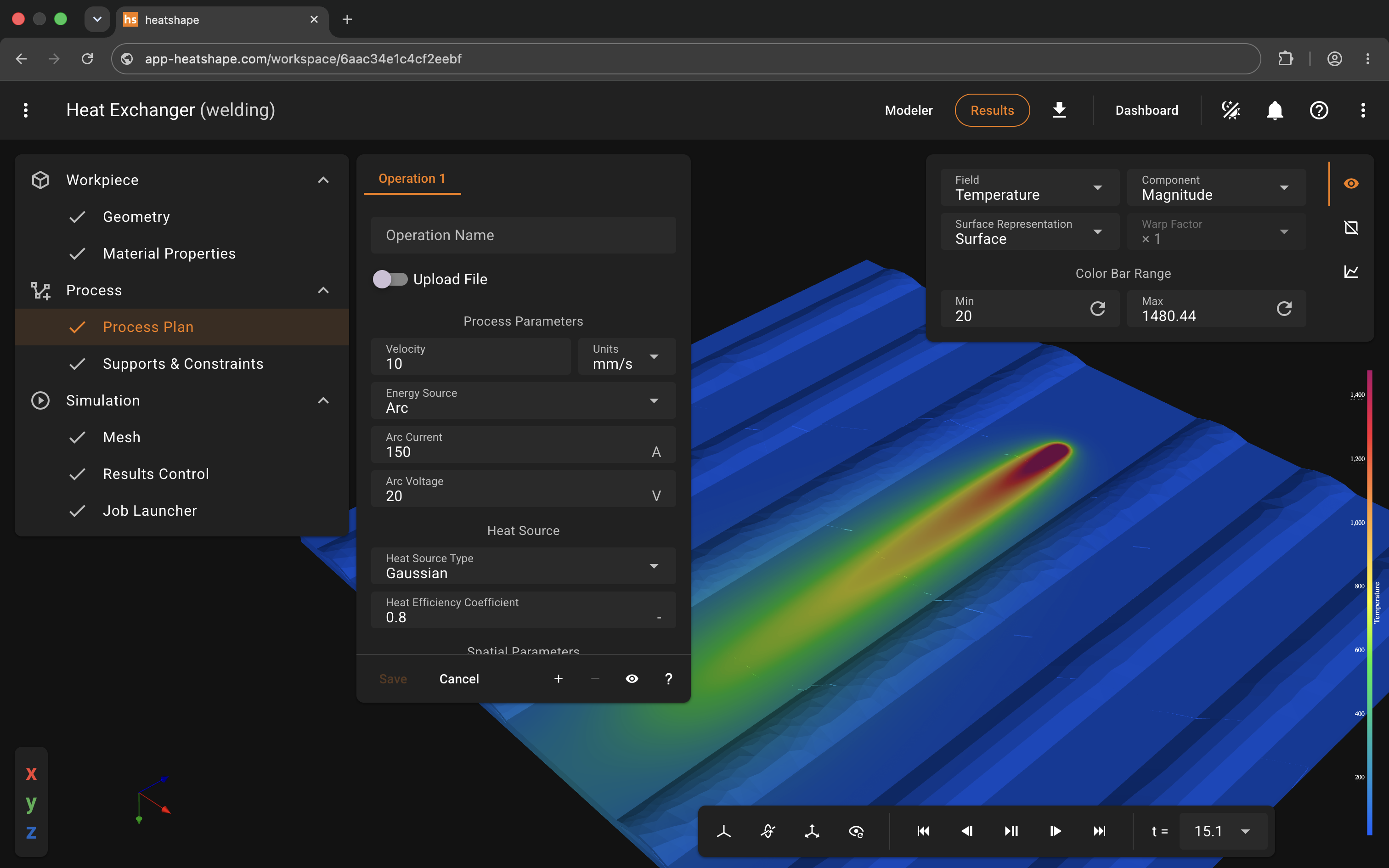 Heatshape in the browser, with setup controls and a 3D model